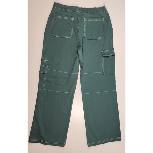 Rachel Paige Green Cargo Pants Women L Utility Wide Leg Workwear - Picture 10 of 10